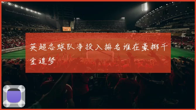 英超各球队净投入排名谁在豪掷千金追梦